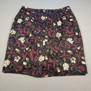 LOFT Petites Womens Floral Print Skirt Size 6P Knee Length Cotton Career‎ Fall